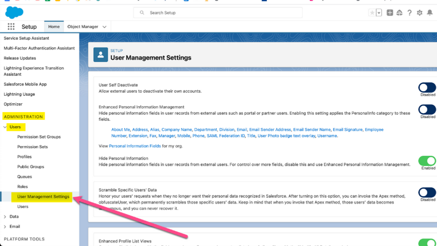 Navigate to "User Management Settings"